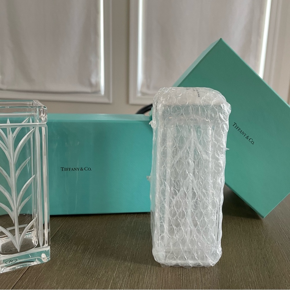 Tiffany & Co. Crystal White Leaf Bud Vase